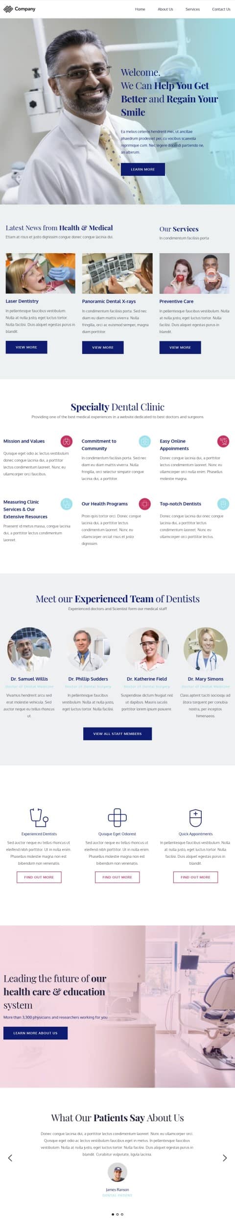 dental website screenshot
